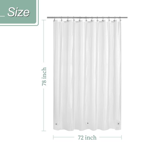 Mrs Awesome Long Shower Curtain Liner with 3 Magnets, 72x78 Frosted PEVA Shower Liner, 78 Length Plastic Shower Curtain for Bathroom, Waterproof, 72 x 78, Frost