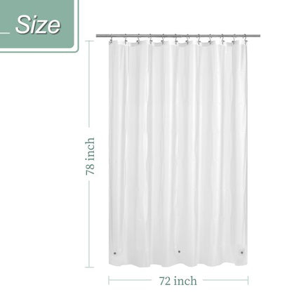 Mrs Awesome Long Shower Curtain Liner with 3 Magnets, 72x78 Frosted PEVA Shower Liner, 78 Length Plastic Shower Curtain for Bathroom, Waterproof, 72 x 78, Frost