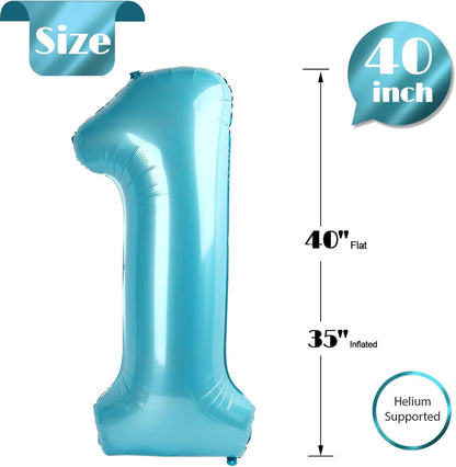 Pearlescent Blue 40-Inch Number 1 Balloon - Perfect First Birthday Decoration for Boys & Girls