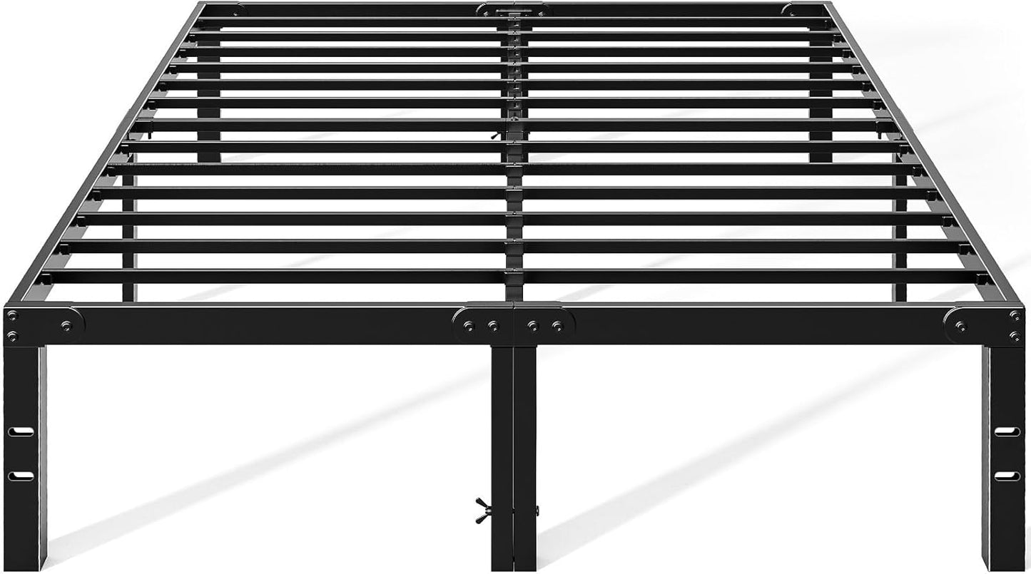 OLIXIS Metal Queen Bed Frame - 14-Inch High with Storage Space & Sturdy Steel Slat Support | Heavy Duty, Easy Assembly, Black
