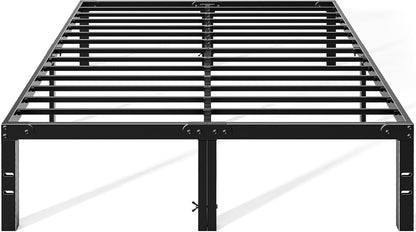 OLIXIS Metal Queen Bed Frame - 14-Inch High with Storage Space & Sturdy Steel Slat Support | Heavy Duty, Easy Assembly, Black
