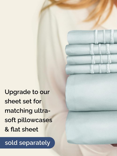 Extra Deep Queen Fitted Sheet - Hotel Luxury Single Fitted Sheet Only - Easily Fits 18 inch to 24 inch Mattress - Ultra Soft, Wrinkle & Fade Free w/Extra Deep Pockets - Breathable & Comfy - Ice Blue