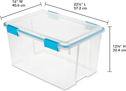 Sterilite 54 Quart Gasket Box - Stackable Clear Plastic Storage Bins with Lids for Home Organization