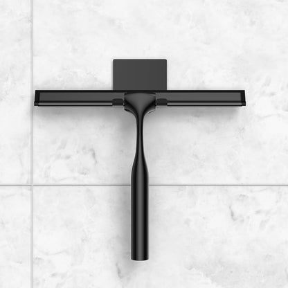 Skiennix Stainless Steel Shower Squeegee Set - 14-Inch with Hooks & Spare Silicone Blade | Ideal for Glass Doors, Mirrors & Windows
