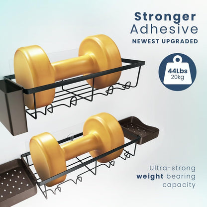 Sben Shower Caddy - Rustproof Adhesive Organizer with 5 Large Capacity Shelves | No-Drill Bathroom Storage in Black