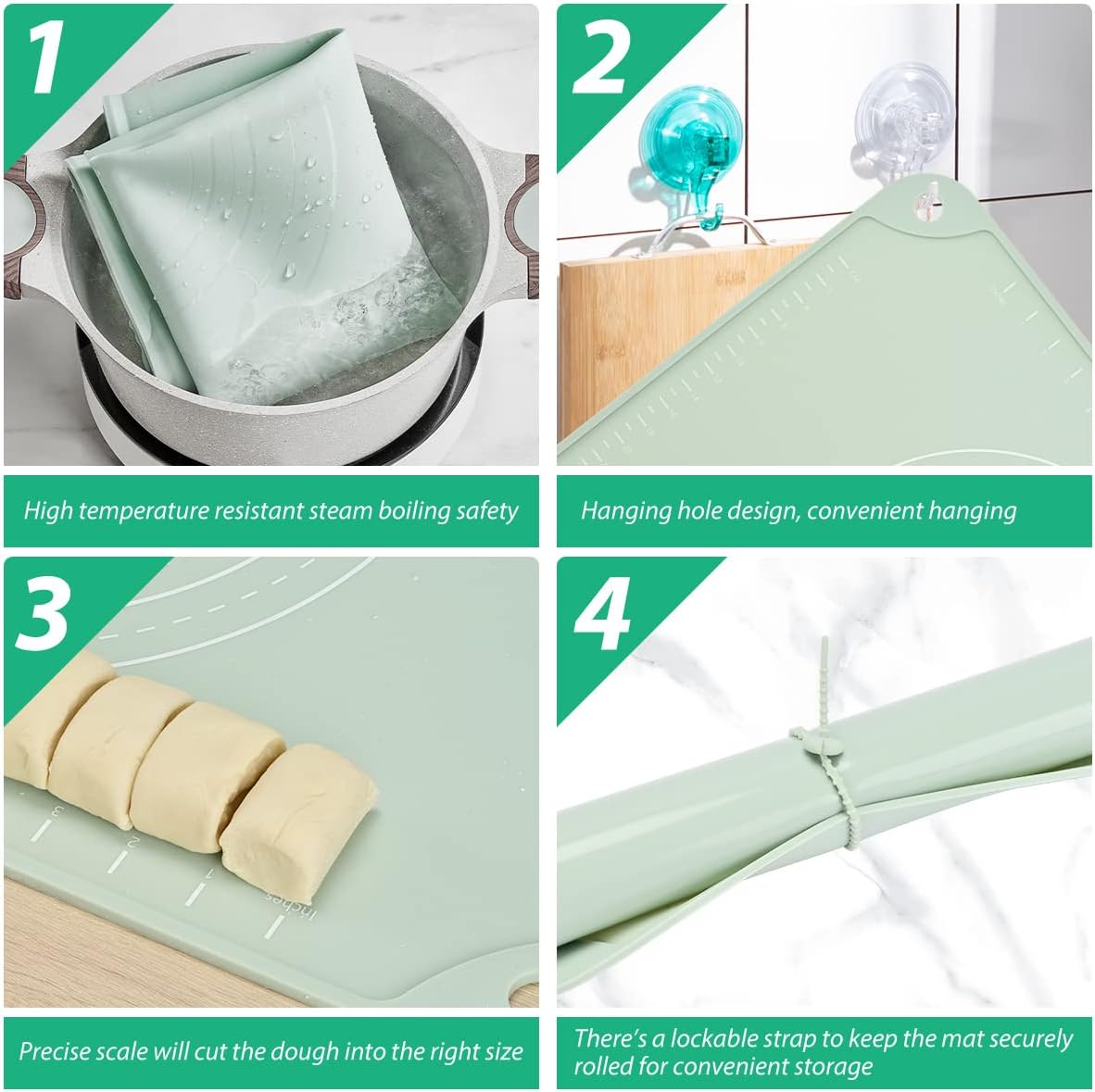 Skiennix Silicone Pastry Mat - Extra Thick Non-Stick Baking Mat | 24" x 16" Food Grade Dough Roller