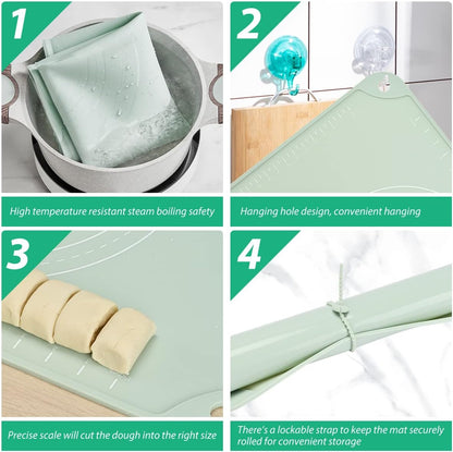 Skiennix Silicone Pastry Mat - Extra Thick Non-Stick Baking Mat | 24" x 16" Food Grade Dough Roller