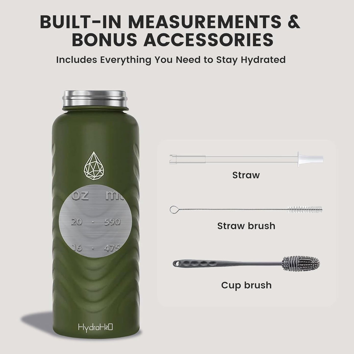 Skiennix 24oz Stainless Steel Insulated Water Bottle - 48H Cold & 24H Hot, Leak-Proof, BPA-Free | Green