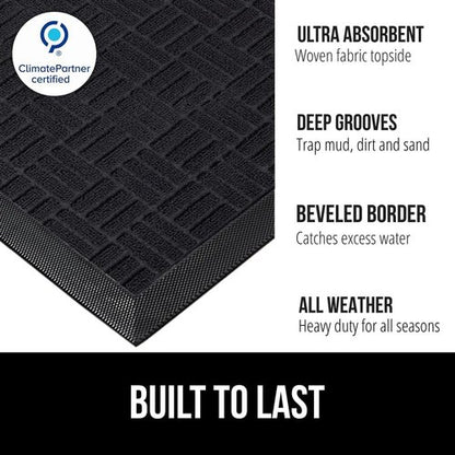 GORILLA GRIP Waterproof All-Season WeatherMAX Doormat - 60x24 Natural Rubber | Stain & Fade Resistant, Easy Clean
