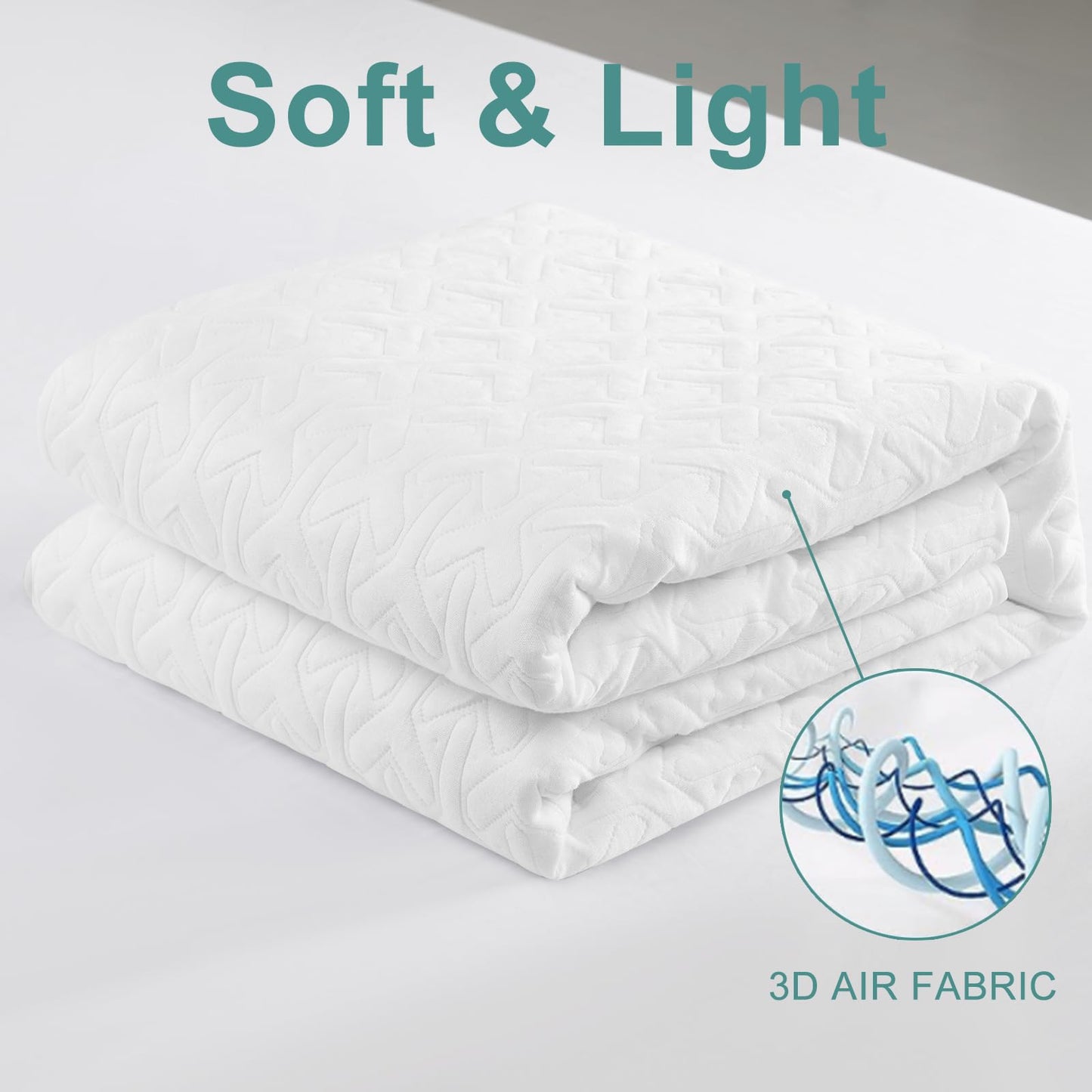 MERITLIFE Premium Waterproof King Size Mattress Protector Cooling 4D King Mattress Cover Breathable Deep Pocket Mattress Pad Machine Washable Noiseless Quiet (White,King 78"x80")