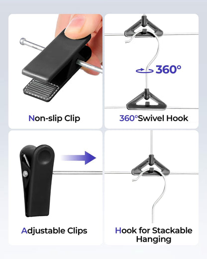 Northern Brothers Pants Hangers with Clips - 30 Pack Black | Space-Saving, Non-Slip Design for Jeans, Shorts, Skirts