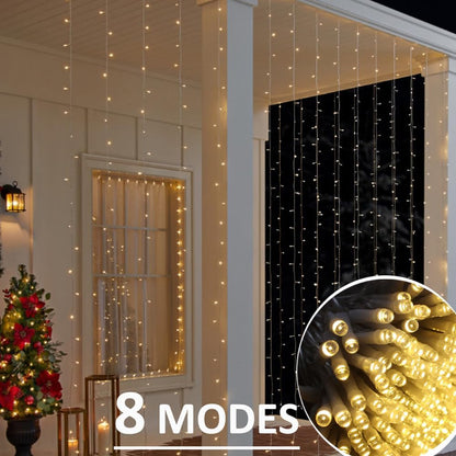 Solhice LED Curtain Lights - 800 Warm White Twinkle String Lights for Outdoor & Indoor Décor | 40ft x 10ft