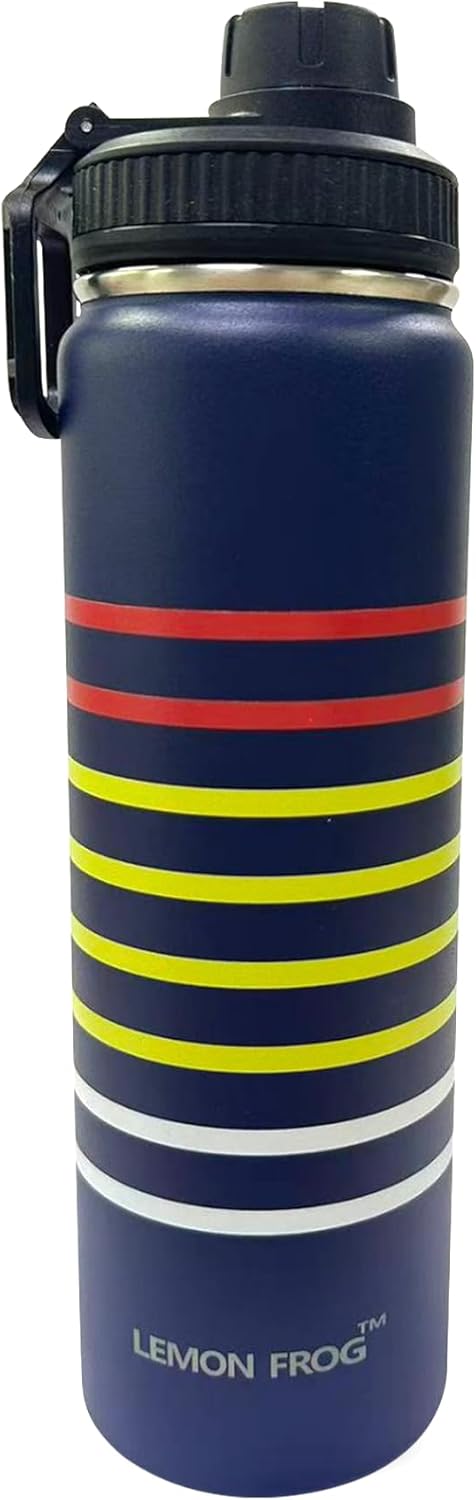 Stainless Steel Water Bottle - 24oz Double Insulated, Leak-Proof, BPA-Free | Keeps Drinks Cold for 24Hrs, Hot for 12Hrs - Denim Blue