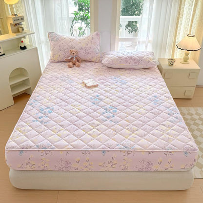 California King Quilted Mattress Cover A03 Breathable Soft Fitted Bed Protector