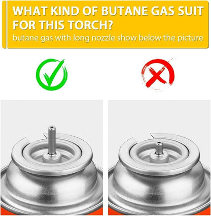 TBTeek Butane Torch - One-Hand Operation Kitchen Torch with Adjustable Flame for Grilling & Baking - Green