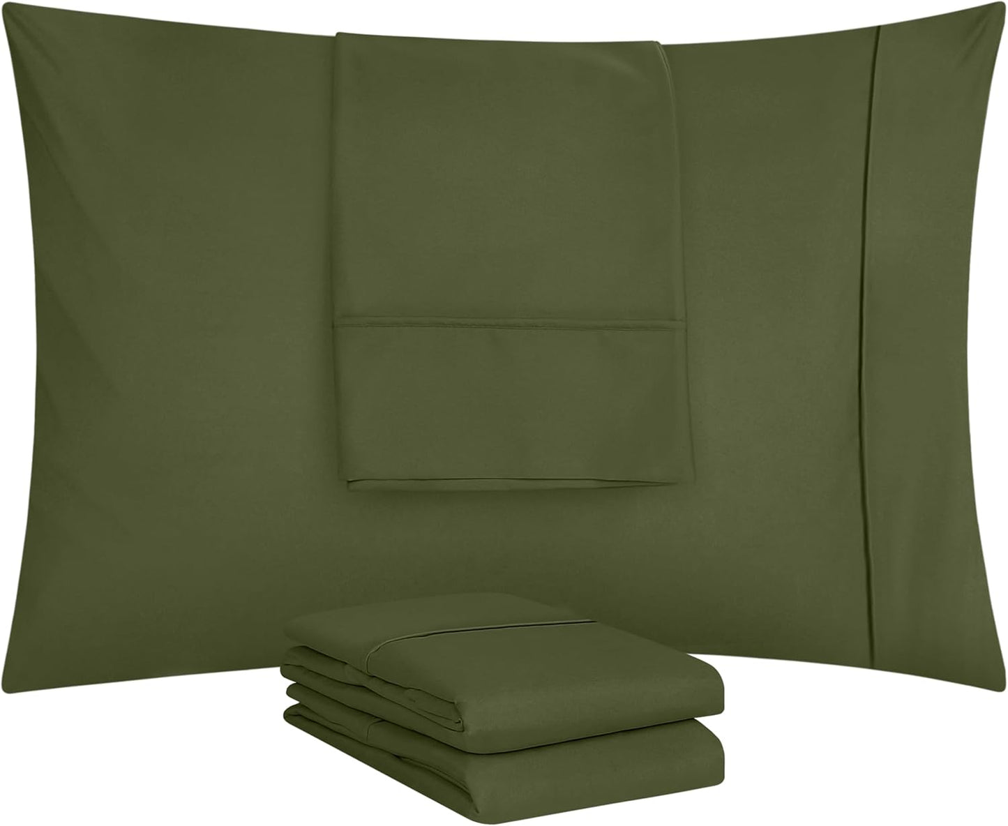 Utopia Bedding Queen Pillow Cases - Soft Brushed Microfiber - 4 Pack, Olive | 20 x 30 Inches