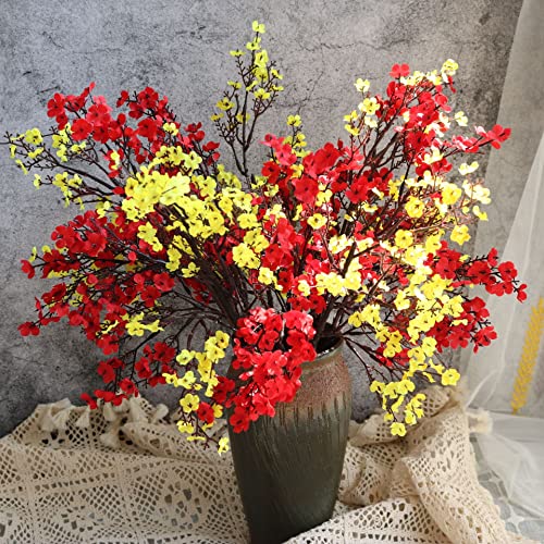 Artificial Baby's Breath Flowers - Red, 10 Pcs Silk Floral Decor for Christmas and Home