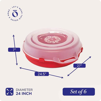 HOMZ 6-Pack Holiday Wreath Storage Organizer - 24 Inch Red & Clear Stackable Containers for Christmas Decor