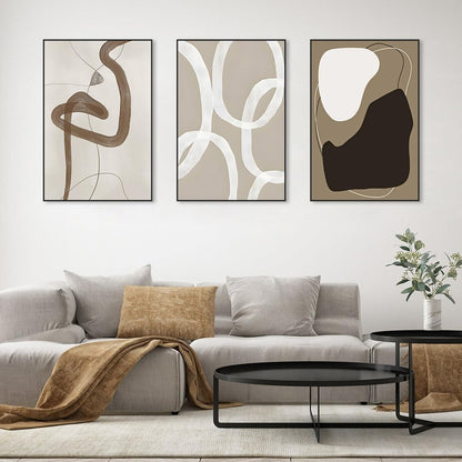 Skiennix Framed Canvas Wall Art Set - Abstract Paint Strokes in Black, White & Grey | 24" x 32" - Modern Minimalist Decor for Living Room, Bedroom & Office