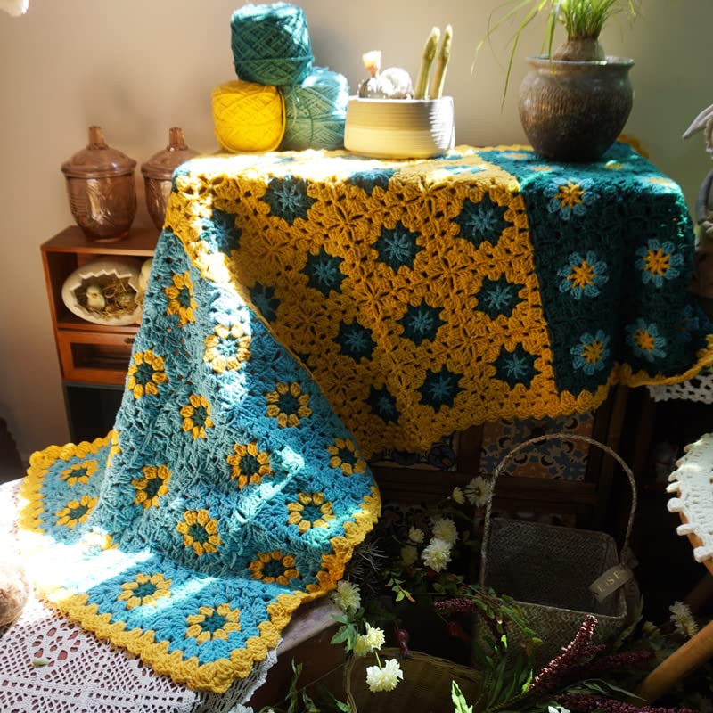 Handmade Crochet Throw Blanket 50x19 Inch, Cozy Home Decor