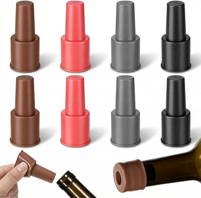 8 PCS Silicone Wine Stopper, 4 Colors Reusable & Unbreakable Glass Bottle Sealer Covers Wine Stoppers Soft Seal Bottle Cover Caps to Keep Wine Champagne Fresh Home Use