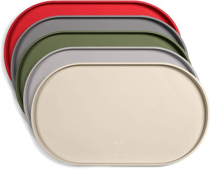 DogBuddy Dog Food Mat - Waterproof Silicone Feeding Mat with Nonslip Edges | Small, White Sand