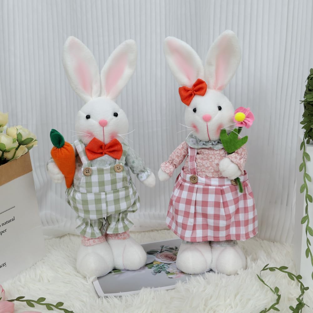 Stretch Legs Easter Bunny Decoration - Charming Pink Figurine for Spring Home & Office Decor