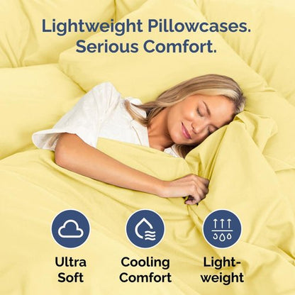 King Standard Pillow Cases - Ultra-Soft Hotel Quality Covers | Fade-Free & Wrinkle Resistant - 2 Piece Set in Yellow