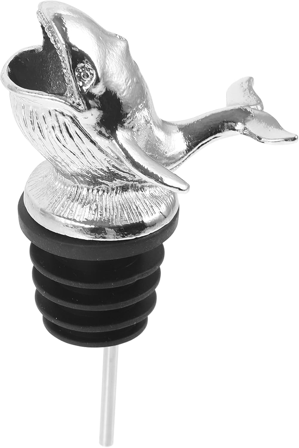 Sea Whale Wine Pourer, Zinc Alloy Silver Wine Spout, Aerator for Red and White Wine, Home Bar Accessory, Smooth Pouring, Enhances Flavor and Aroma