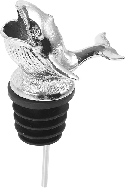 Sea Whale Wine Pourer, Zinc Alloy Silver Wine Spout, Aerator for Red and White Wine, Home Bar Accessory, Smooth Pouring, Enhances Flavor and Aroma