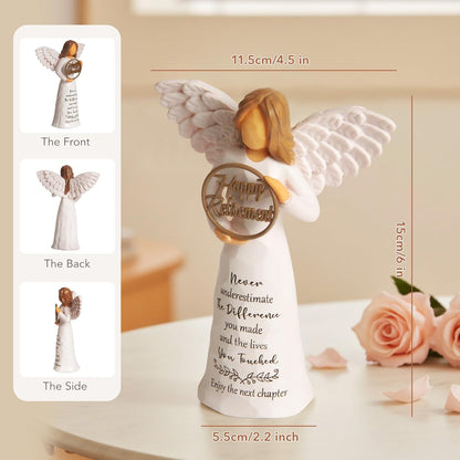 Retirement Gift for Woman, Happy Retirement Gifts for Women Men Teacher Nurse Friend Coworker, Goodbye Farewell Retired Gifts, 6" Retirement Angel Figurine