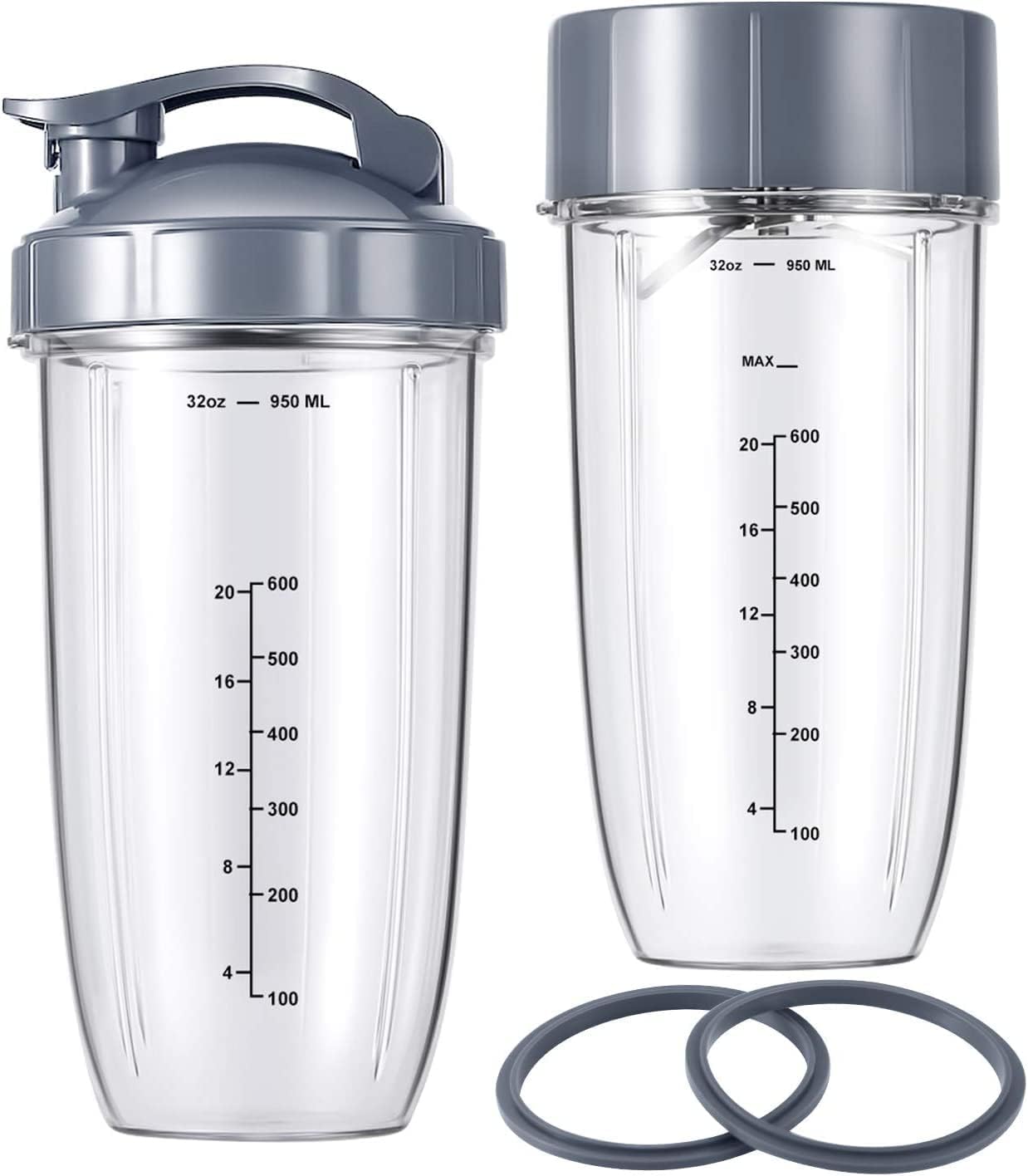 NutriBullet 7-Piece Blender Cup & Blade Replacement Set - 32oz Huge Cup with Flip-Top Lid & Premium Extractor Blade