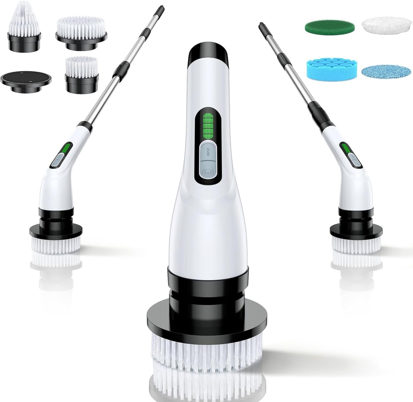 Skiennix Electric Spin Scrubber - Cordless Power Cleaner with Long Handle & 7 Brush Heads | IPX7 Waterproof