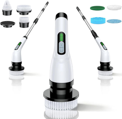 Skiennix Electric Spin Scrubber - Cordless Power Cleaner with Long Handle & 7 Brush Heads | IPX7 Waterproof