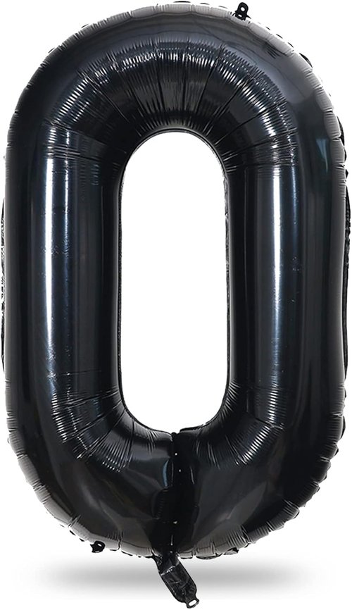 Black Number 0 Balloon by [Brand Name] - 40 Inch Large Foil Mylar Helium Balloon for Birthday & Graduation Celebrations