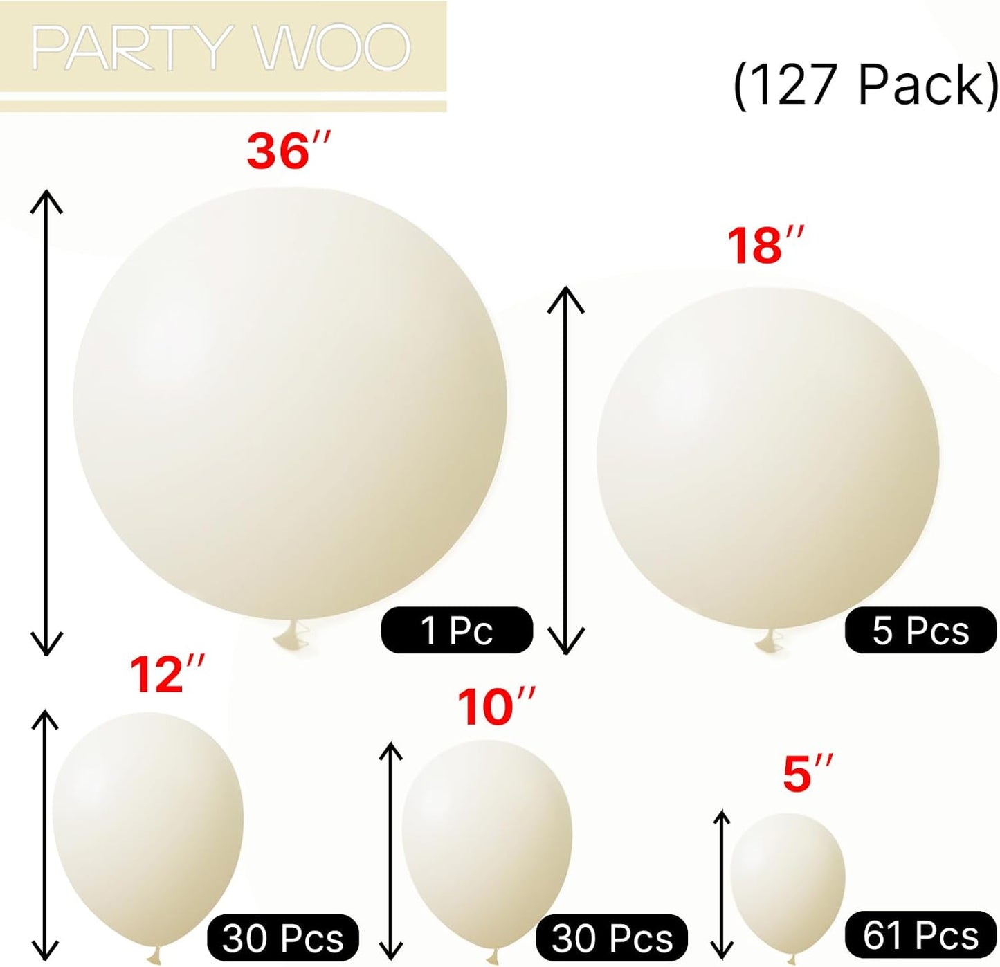 PartyWoo Pastel Yellow Balloons - 127-Piece Arch Kit in Various Sizes for Baby Showers & Birthdays