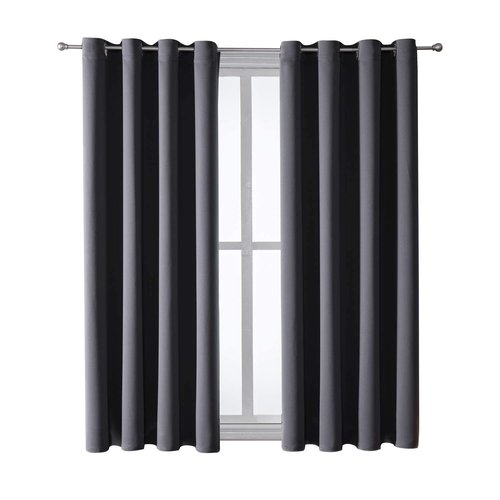 ChrisDowa Grommet Blackout Curtains for Bedroom and Living Room - 2 Panels Set Thermal Insulated Room Darkening Curtains (Dark Grey, 52W x 63L)