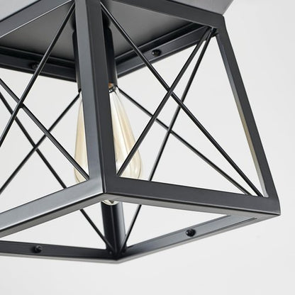 HuixuTe Black Farmhouse Pendant Lights, Industrial Kitchen Island Lighting, Rectangle Linear Cage Chandeliers for Kitchen, Dining Room Table