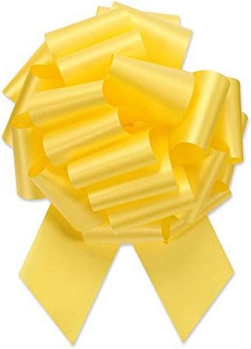 Berwick Offray Pull Bow - 2.5'' Wide Ribbon with 20 Loops - 8'' Diameter, Bright Yellow