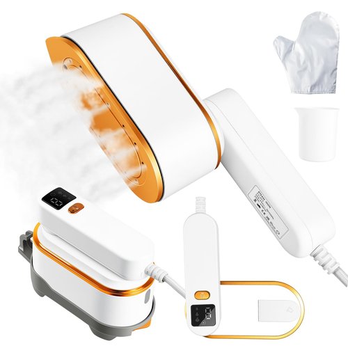 Droyek Portable Travel Steamer for Clothes, 1200W Powerful 2 In 1 Steamer & Iron,10s Fast Heat,4 Modes with LED Display, 150ml Water Tank Powerful Wrinkle Remover for Home,Office, Travel