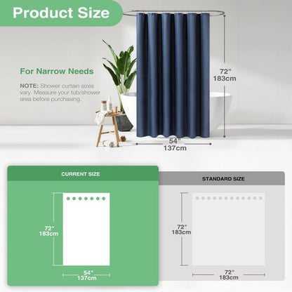 Dynamene Stall Fabric Shower Curtain - 54 inch Wide Waffle Weave Weighted Thick Cloth Shower Curtains for Bathroom, Heavy Duty Hotel Spa Luxury Bath Curtain Set with 10 Hooks, 54x72, Navy Blue