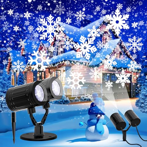 Christmas Projector Lights Outdoor Snowflake Projector with Timer - Dual-Head Holiday Decor