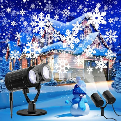 Christmas Projector Lights Outdoor Snowflake Projector with Timer - Dual-Head Holiday Decor