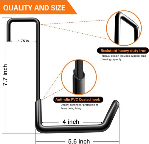 HUPBIPY Rafter Hanger - Large Garage Hooks for Bike Storage | Non-Slip Organizer (12 Pack, Black)