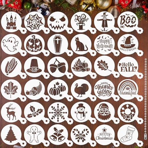 JULBEAR Holiday Cookie Cake Stencils Set - Mix Style, 36 Pieces