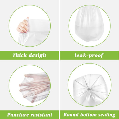 Teivio 8 Gallon Unscented Trash Bags - 300 Count Thick Bathroom & Kitchen Liners | Clear Plastic