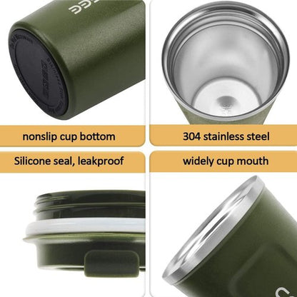 CS COSDDI 12 oz Stainless Steel Vacuum Insulated Tumbler - Spill Proof Coffee Travel Mug in Green