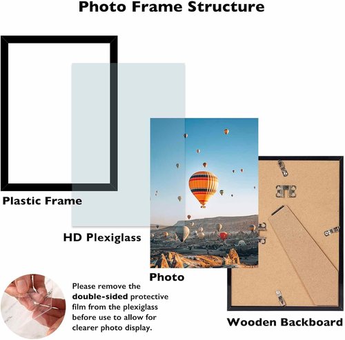 Black A4 Picture Frame by [Brand Name] - Wall Mount or Tabletop Display | Shatter Resistant Plexiglass, 8.3x11.7