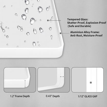 LOAAO 55x36 Inch White Metal Framed Bathroom Mirror for Wall, White Bathroom Vanity Mirror Farmhouse, Large Rounded Rectangle Mirror, Anti-Rust, Tempered Glass, Hangs Horizontally or Vertically
