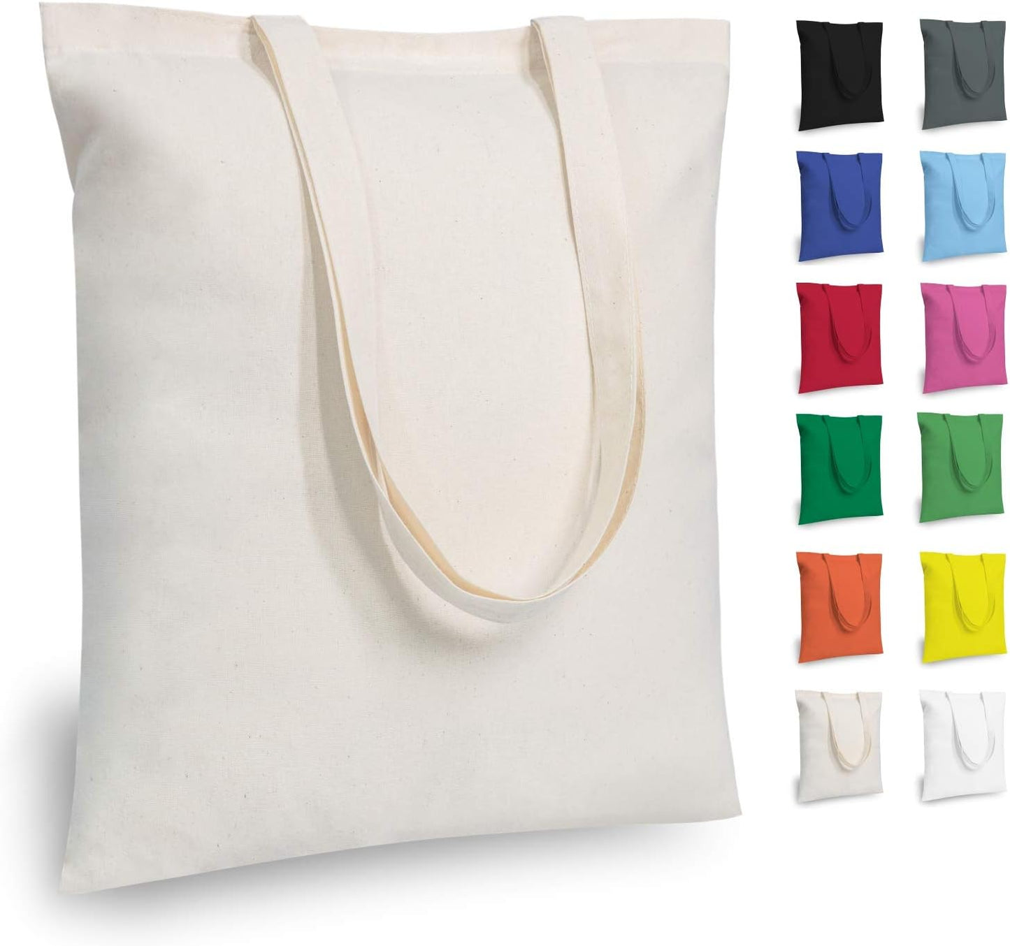 TOPDesign Cotton Tote Bags - Lightweight & Reusable Grocery Shopping Bags | 6-Pack for DIY & Promotions